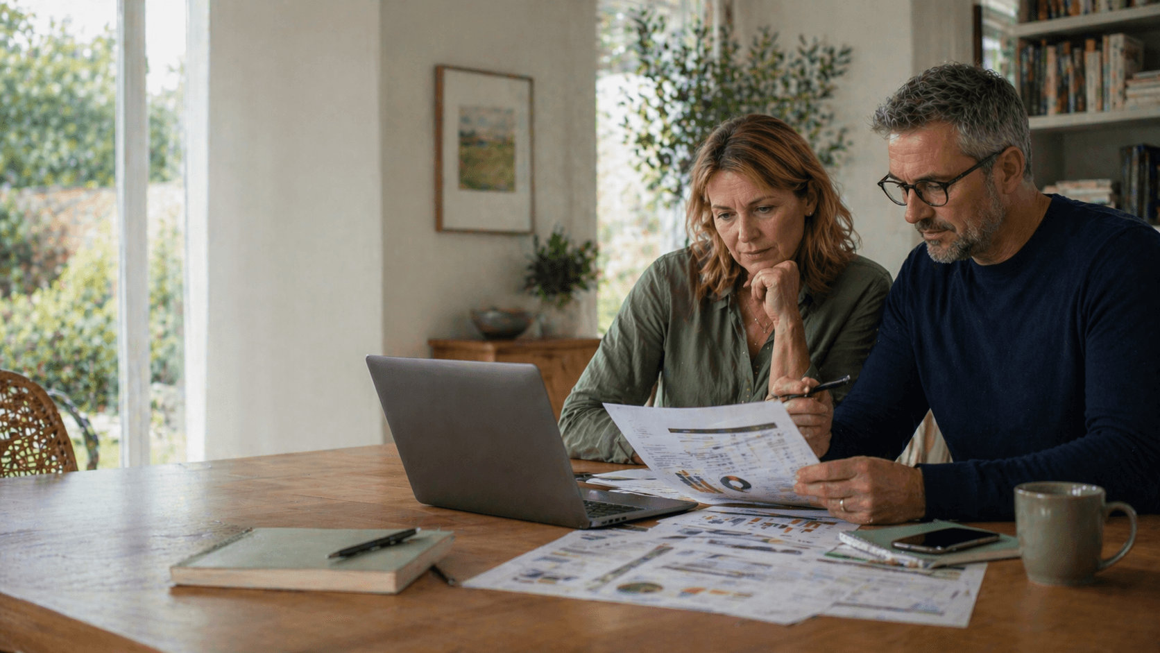 Family reviewing a care home comparison report together